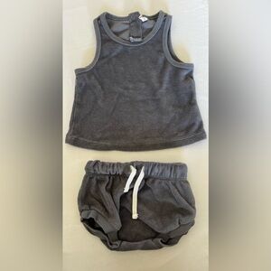 Quincy Mae Terrycloth Tank and Shorts Set - Grey